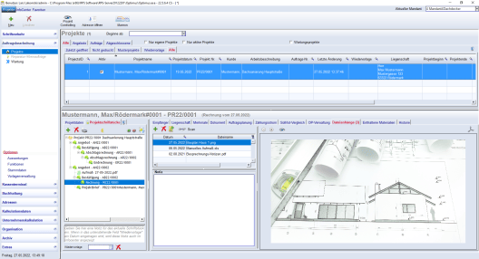 Handwerkersoftware Optimus arbeiten auf einer Oberfläche