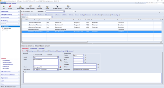 Dachdeckersoftware Optimus Adressverwaltung