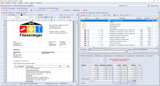 Fliesenleger Angebotserstellung Handwerkersoftware Optimus