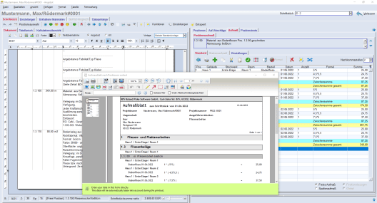 Handwerkersoftware Optimus Aufmaß erstellen und ausdrucken