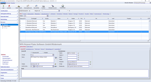 Fliesenleger Software Optimus und die Adressverwaltung